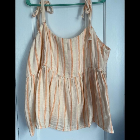 NWT- Tie-Shoulder Striped Smocked Babydoll Cami Swing Blouse, Size: XXL - Picture 1 of 8